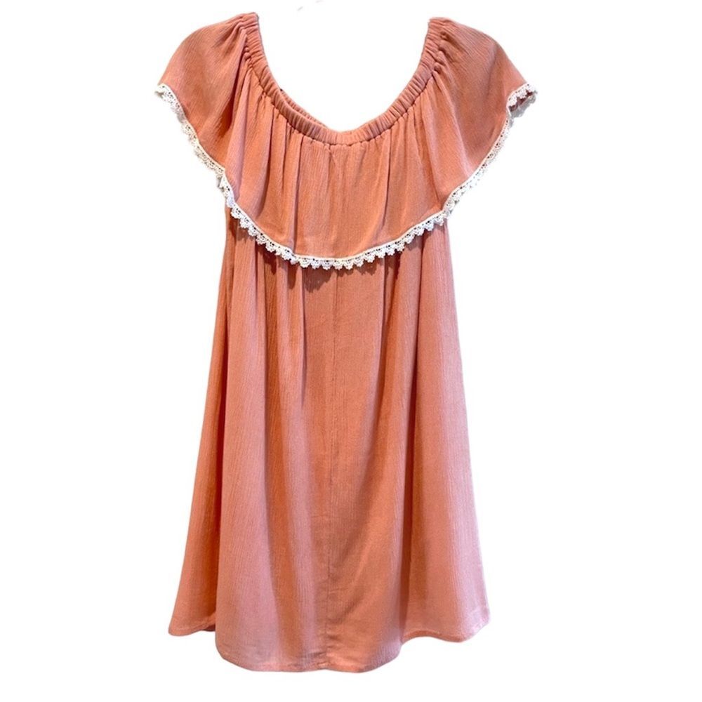PAPAYA Off Shoulder Sleeveless Blouse Ruffled‎ Round Neck Pink/Watermelon Small - Picture 3 of 5
